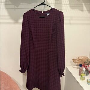 Tommy Hilfiger Plum Textured Long-Sleeve Shift Dress